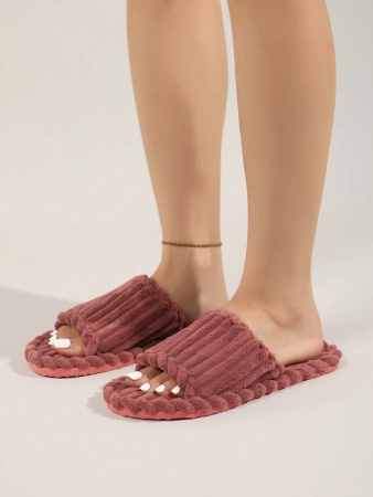 Women's Open Toe Thick Sole Warm Fleece Slippers, Indoor & Outdoor Wear Foam Thermal Slippers, For Autumn/Winter,Furry Shoes - Image 41