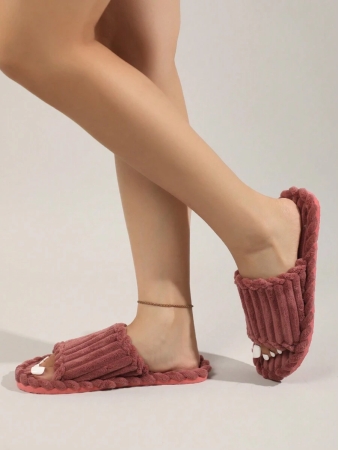 Women's Open Toe Thick Sole Warm Fleece Slippers, Indoor & Outdoor Wear Foam Thermal Slippers, For Autumn/Winter,Furry Shoes - Image 43