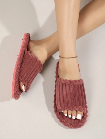 Women's Open Toe Thick Sole Warm Fleece Slippers, Indoor & Outdoor Wear Foam Thermal Slippers, For Autumn/Winter,Furry Shoes - Image 44