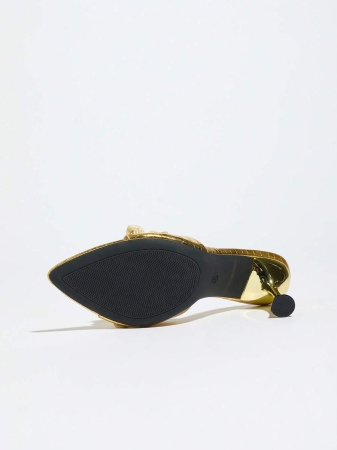 Women's High Heel Shoes, Fashionable For Parties, Gatherings, Outdoor Events. Elegant And Luxurious With Metallic Finish, Butterfly Decor, Mysterious Wave Stone Texture, Slip-On Design, Sexy And Graceful Black High Heel Sandals For Formal Wear - Image 8