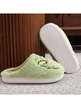 Hauioe Christmas Slippers Cartoon Plush Slippers Winter Soft Green Merry Christmas Gifts - Image 7