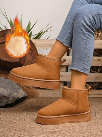 5cm Increase Women's Mid-Calf Outdoor Snow Boots, Warm Thermal Lining, Anti-Slip Sole, Winter Boots For Women