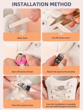 1pair Elastic No-Tie Shoe Laces With Switch Button, Black, Fits For Sneakers, Sports Shoes, Casual Shoes,White Shoes,Basketball Shoes, Trainers Running Shoes Summer - Image 15