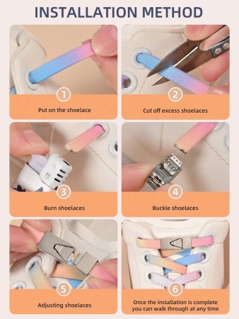 1pair Elastic No-Tie Shoe Laces With Switch Button, Black, Fits For Sneakers, Sports Shoes, Casual Shoes,White Shoes,Basketball Shoes, Trainers Running Shoes Summer - Image 35