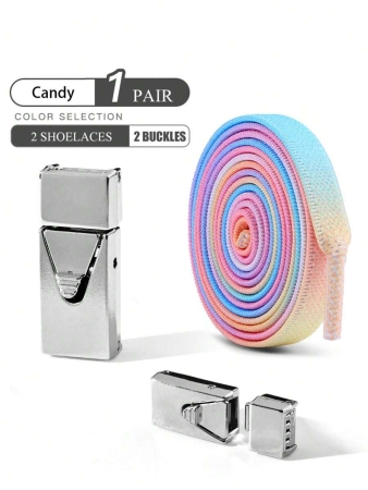 1pair Elastic No-Tie Shoe Laces With Switch Button, Black, Fits For Sneakers, Sports Shoes, Casual Shoes,White Shoes,Basketball Shoes, Trainers Running Shoes Summer - Image 36