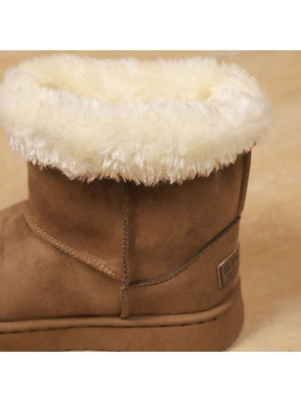 Women's Mid-Calf Snow Boots, Thermal Lined Thick Tube Flat Winter Shoes, Outdoor Short Tube Thick Bottom Warm Boots, Slip-On Mid-Calf Boots, Winter - Image 7