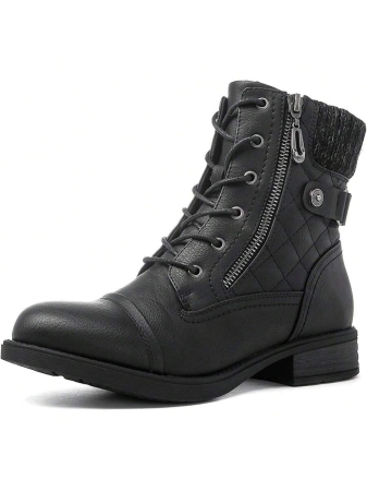 GLOBALWIN Women's Ankle Booties Fashion Combat Boots Fall Boots For Women Comfortable Low Heel Fall Boots Halloween Season - Image 2