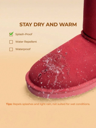 Women's Snow Boots Genuine Suede With Faux Fur Lining. 0.9 Inch Flat Classic Water-Resistant, Anti-Slip Winter Booties Feature A Slip-On Design And Comfortable Memory Foam,Suit For Staying Warm And Stylish This Winter - Image 3