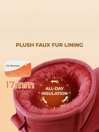 Women's Snow Boots Genuine Suede With Faux Fur Lining. 0.9 Inch Flat Classic Water-Resistant, Anti-Slip Winter Booties Feature A Slip-On Design And Comfortable Memory Foam,Suit For Staying Warm And Stylish This Winter - Image 4