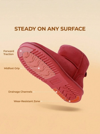 Women's Snow Boots Genuine Suede With Faux Fur Lining. 0.9 Inch Flat Classic Water-Resistant, Anti-Slip Winter Booties Feature A Slip-On Design And Comfortable Memory Foam,Suit For Staying Warm And Stylish This Winter - Image 6