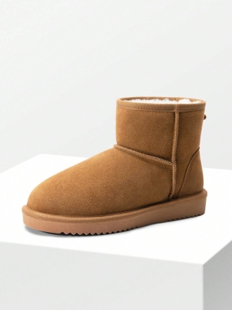 Women's Snow Boots Genuine Suede With Faux Fur Lining. 0.9 Inch Flat Classic Water-Resistant, Anti-Slip Winter Booties Feature A Slip-On Design And Comfortable Memory Foam,Suit For Staying Warm And Stylish This Winter - Image 13