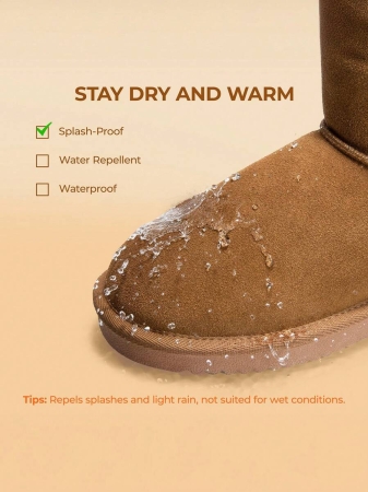 Women's Snow Boots Genuine Suede With Faux Fur Lining. 0.9 Inch Flat Classic Water-Resistant, Anti-Slip Winter Booties Feature A Slip-On Design And Comfortable Memory Foam,Suit For Staying Warm And Stylish This Winter - Image 14