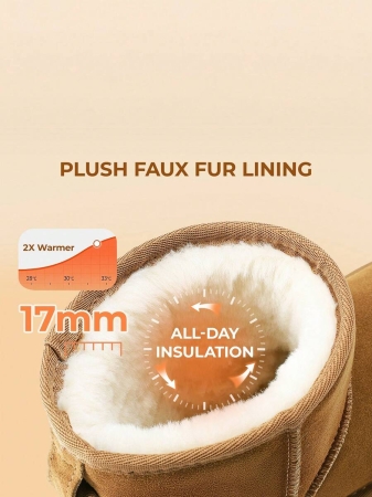 Women's Snow Boots Genuine Suede With Faux Fur Lining. 0.9 Inch Flat Classic Water-Resistant, Anti-Slip Winter Booties Feature A Slip-On Design And Comfortable Memory Foam,Suit For Staying Warm And Stylish This Winter - Image 15