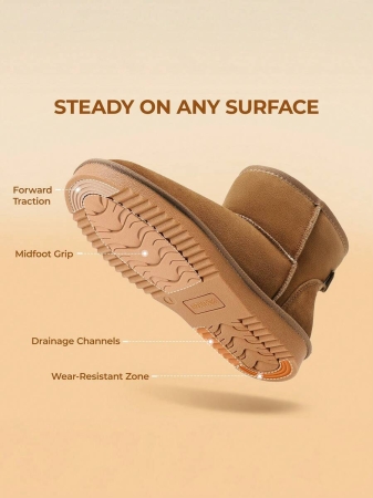 Women's Snow Boots Genuine Suede With Faux Fur Lining. 0.9 Inch Flat Classic Water-Resistant, Anti-Slip Winter Booties Feature A Slip-On Design And Comfortable Memory Foam,Suit For Staying Warm And Stylish This Winter - Image 17