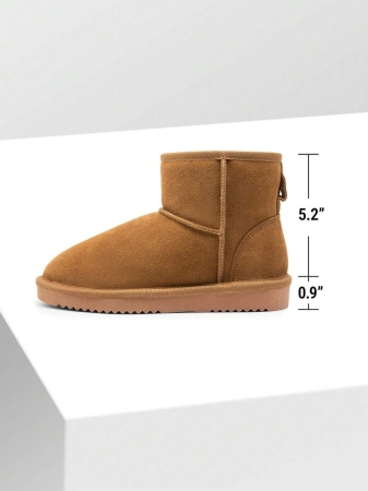 Women's Snow Boots Genuine Suede With Faux Fur Lining. 0.9 Inch Flat Classic Water-Resistant, Anti-Slip Winter Booties Feature A Slip-On Design And Comfortable Memory Foam,Suit For Staying Warm And Stylish This Winter - Image 19