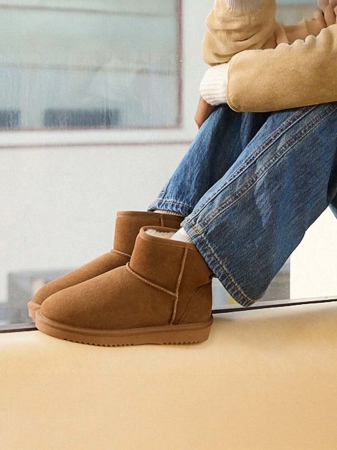 Women's Snow Boots Genuine Suede With Faux Fur Lining. 0.9 Inch Flat Classic Water-Resistant, Anti-Slip Winter Booties Feature A Slip-On Design And Comfortable Memory Foam,Suit For Staying Warm And Stylish This Winter - Image 20