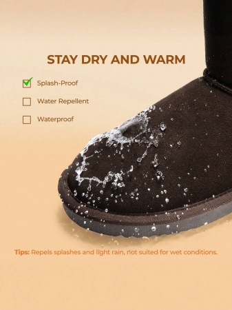 Women's Snow Boots Genuine Suede With Faux Fur Lining. 0.9 Inch Flat Classic Water-Resistant, Anti-Slip Winter Booties Feature A Slip-On Design And Comfortable Memory Foam,Suit For Staying Warm And Stylish This Winter - Image 25