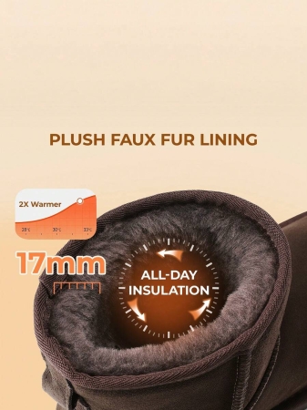 Women's Snow Boots Genuine Suede With Faux Fur Lining. 0.9 Inch Flat Classic Water-Resistant, Anti-Slip Winter Booties Feature A Slip-On Design And Comfortable Memory Foam,Suit For Staying Warm And Stylish This Winter - Image 26