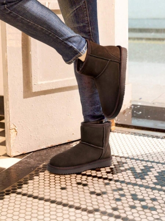 Women's Snow Boots Genuine Suede With Faux Fur Lining. 0.9 Inch Flat Classic Water-Resistant, Anti-Slip Winter Booties Feature A Slip-On Design And Comfortable Memory Foam,Suit For Staying Warm And Stylish This Winter - Image 31