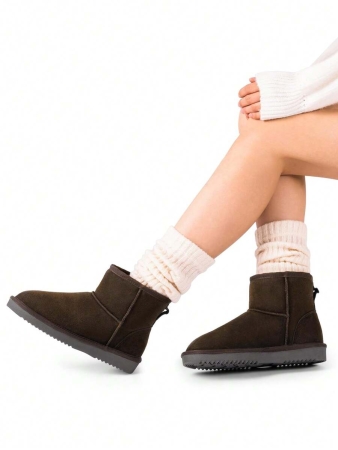 Women's Snow Boots Genuine Suede With Faux Fur Lining. 0.9 Inch Flat Classic Water-Resistant, Anti-Slip Winter Booties Feature A Slip-On Design And Comfortable Memory Foam,Suit For Staying Warm And Stylish This Winter - Image 34