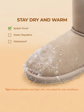 Women's Snow Boots Genuine Suede With Faux Fur Lining. 0.9 Inch Flat Classic Water-Resistant, Anti-Slip Winter Booties Feature A Slip-On Design And Comfortable Memory Foam,Suit For Staying Warm And Stylish This Winter - Image 36