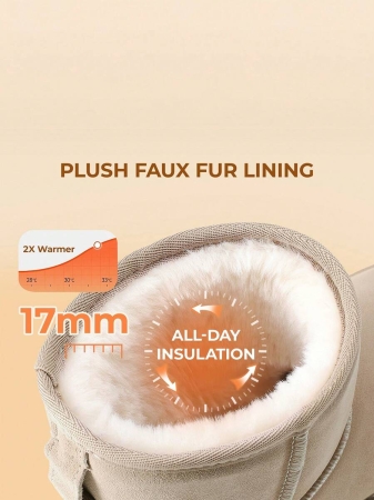 Women's Snow Boots Genuine Suede With Faux Fur Lining. 0.9 Inch Flat Classic Water-Resistant, Anti-Slip Winter Booties Feature A Slip-On Design And Comfortable Memory Foam,Suit For Staying Warm And Stylish This Winter - Image 37