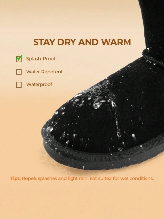 Women's Snow Boots Genuine Suede With Faux Fur Lining. 0.9 Inch Flat Classic Water-Resistant, Anti-Slip Winter Booties Feature A Slip-On Design And Comfortable Memory Foam,Suit For Staying Warm And Stylish This Winter - Image 47