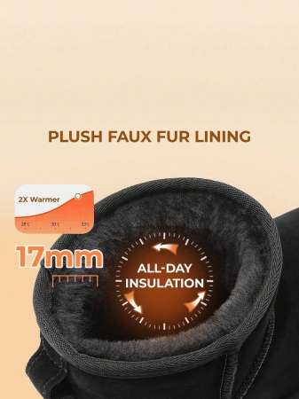 Women's Snow Boots Genuine Suede With Faux Fur Lining. 0.9 Inch Flat Classic Water-Resistant, Anti-Slip Winter Booties Feature A Slip-On Design And Comfortable Memory Foam,Suit For Staying Warm And Stylish This Winter - Image 48