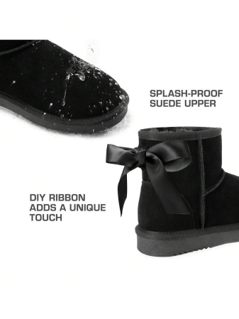 Women's Snow Boots Genuine Suede With Faux Fur Lining. 0.9 Inch Flat Classic Water-Resistant, Anti-Slip Winter Booties Feature A Slip-On Design And Comfortable Memory Foam,Suit For Staying Warm And Stylish This Winter - Image 51