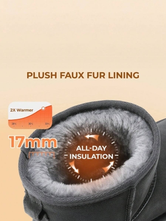 Women's Snow Boots Genuine Suede With Faux Fur Lining. 0.9 Inch Flat Classic Water-Resistant, Anti-Slip Winter Booties Feature A Slip-On Design And Comfortable Memory Foam,Suit For Staying Warm And Stylish This Winter - Image 59