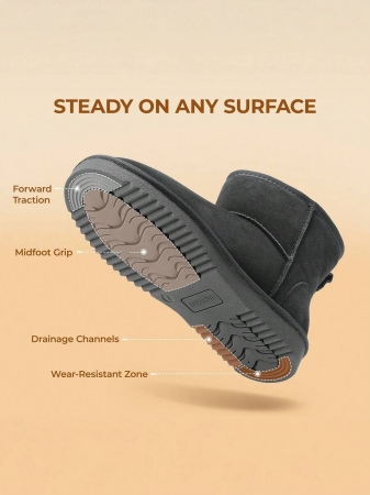 Women's Snow Boots Genuine Suede With Faux Fur Lining. 0.9 Inch Flat Classic Water-Resistant, Anti-Slip Winter Booties Feature A Slip-On Design And Comfortable Memory Foam,Suit For Staying Warm And Stylish This Winter - Image 61