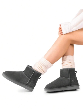 Women's Snow Boots Genuine Suede With Faux Fur Lining. 0.9 Inch Flat Classic Water-Resistant, Anti-Slip Winter Booties Feature A Slip-On Design And Comfortable Memory Foam,Suit For Staying Warm And Stylish This Winter - Image 67