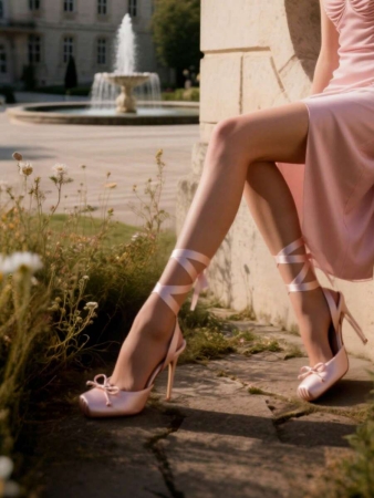 Ballet High HeelsĀ For Women Square Toe Satin Mary Janes Lace Up Heels Elegant Ballerina Stiletto Heels With Bow Party Dancing Shoes For Women - Image 13