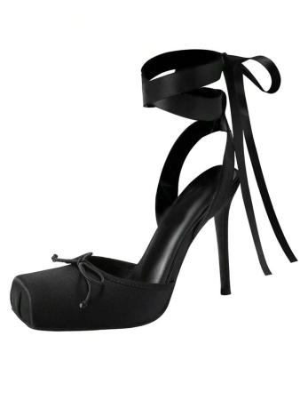 Ballet High HeelsĀ For Women Square Toe Satin Mary Janes Lace Up Heels Elegant Ballerina Stiletto Heels With Bow Party Dancing Shoes For Women - Image 15