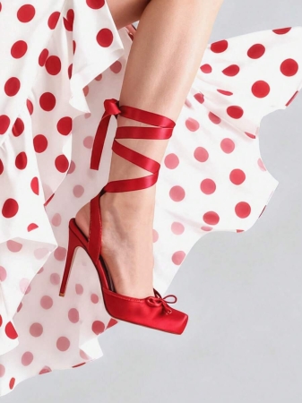 Ballet High HeelsĀ For Women Square Toe Satin Mary Janes Lace Up Heels Elegant Ballerina Stiletto Heels With Bow Party Dancing Shoes For Women - Image 23