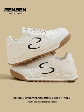 RENBEN 1 Pair Renben Women's Lace-Up Increased Height Retro Casual Soft Bottom Sneakers, 2025 Autumn New Style, Suitable For Middle School Students