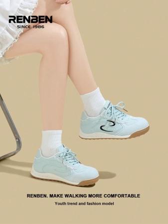 RENBEN 1 Pair Renben Women's Lace-Up Increased Height Retro Casual Soft Bottom Sneakers, 2025 Autumn New Style, Suitable For Middle School Students - Image 9