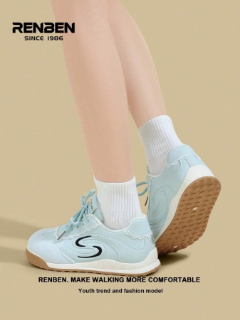RENBEN 1 Pair Renben Women's Lace-Up Increased Height Retro Casual Soft Bottom Sneakers, 2025 Autumn New Style, Suitable For Middle School Students - Image 10