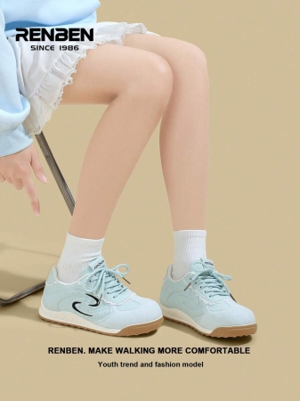 RENBEN 1 Pair Renben Women's Lace-Up Increased Height Retro Casual Soft Bottom Sneakers, 2025 Autumn New Style, Suitable For Middle School Students - Image 11