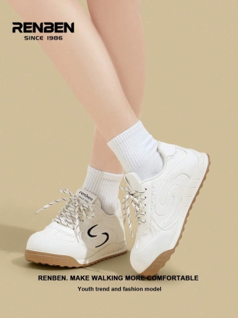 RENBEN 1 Pair Renben Women's Lace-Up Increased Height Retro Casual Soft Bottom Sneakers, 2025 Autumn New Style, Suitable For Middle School Students - Image 21