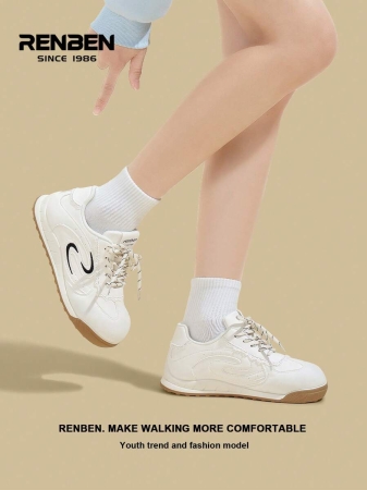 RENBEN 1 Pair Renben Women's Lace-Up Increased Height Retro Casual Soft Bottom Sneakers, 2025 Autumn New Style, Suitable For Middle School Students - Image 22
