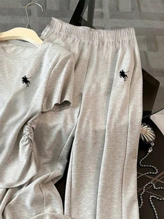 Resyla Women's Casual Ruched T-Shirt And Pants 2 Pieces Set, Summer - Image 10