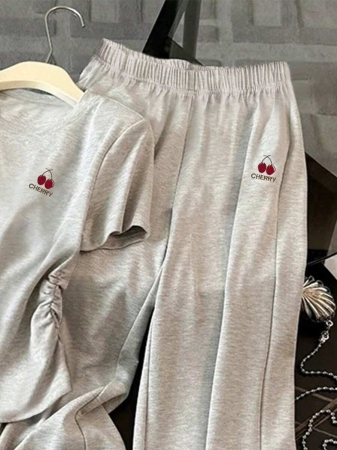 Resyla Women's Casual Ruched T-Shirt And Pants 2 Pieces Set, Summer - Image 15