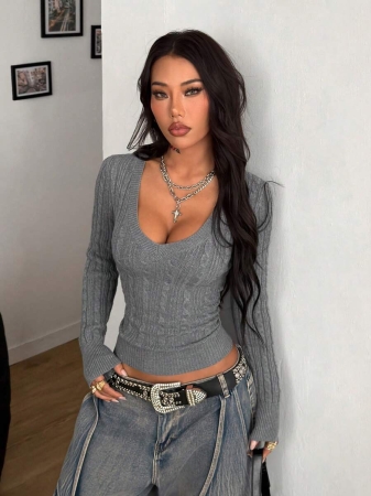 Coolane Women's Fall Winter Vintage Preppy Y2K Daily Wear Going Out Renaissance Fair Club Outfits White V-Neck Sweater - Image 11