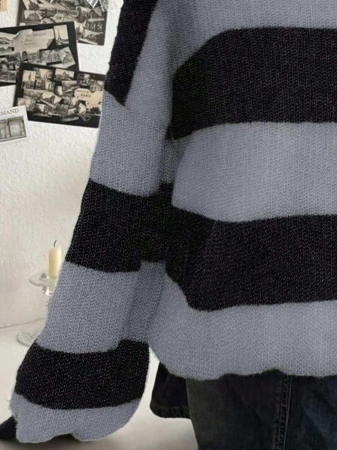 Lalippa Women's Fashion Casual Drop Shoulder Long Sleeve V-Neck Loose Sweater - Image 8