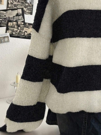 Lalippa Women's Fashion Casual Drop Shoulder Long Sleeve V-Neck Loose Sweater - Image 16