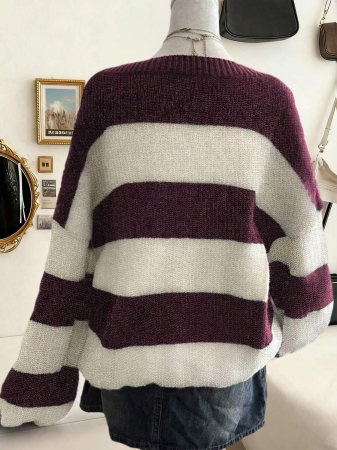 Lalippa Women's Fashion Casual Drop Shoulder Long Sleeve V-Neck Loose Sweater - Image 19