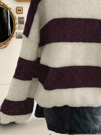 Lalippa Women's Fashion Casual Drop Shoulder Long Sleeve V-Neck Loose Sweater - Image 20