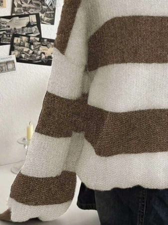 Lalippa Women's Fashion Casual Drop Shoulder Long Sleeve V-Neck Loose Sweater - Image 24