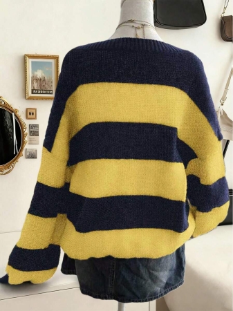 Lalippa Women's Fashion Casual Drop Shoulder Long Sleeve V-Neck Loose Sweater - Image 27